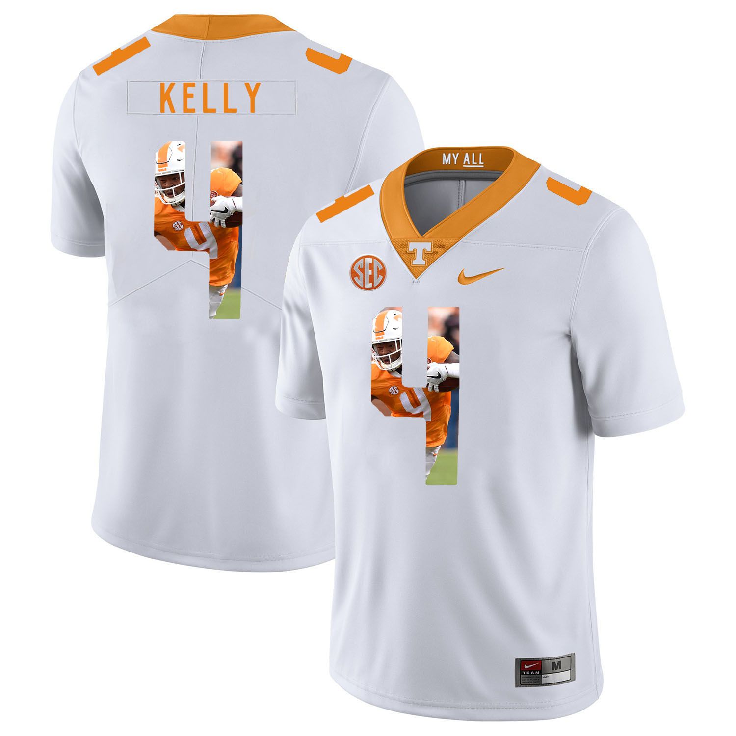 Men Tennessee Volunteers #4 Kelly White Fashion Edition Customized NCAA Jerseys